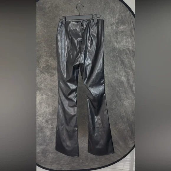 Fashion Nova Faux Leather Rhinestone Crop Top & Flare Pants Set | Black | M - Picture 5 of 15